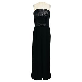 Autre Marque St. John Black Sequined Strapless Crepe Jumpsuit Black