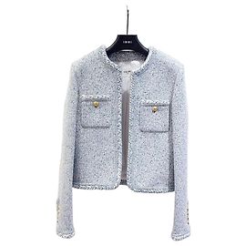 Veste en tweed bleu Céline Taille 36 Multicolore
