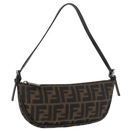 FENDI Zucca Canvas Accessory Pouch Brown Black Other