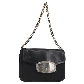 PRADA Bolsa de Ombro com Corrente Nylon Black Silver Outro