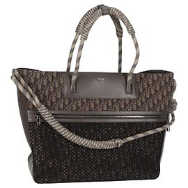 Christian Dior Tote Bag Trotter Canvas Gray Silver Autre