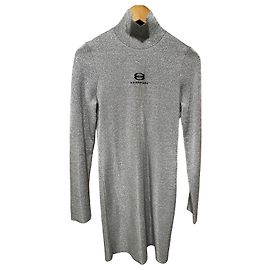 Balenciaga silbernes Minikleid mit Stehkragen Silber