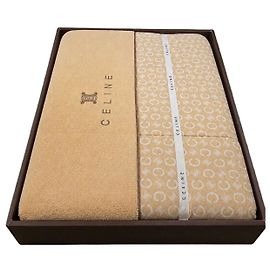 Céline Monogram Beige Cotton Towel Set Beige