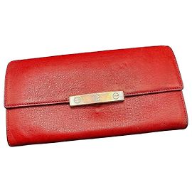 Cartier red leather wallet Red