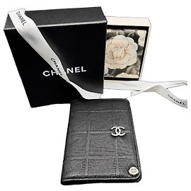 Chanel Black Quilted Leather Wallet Black