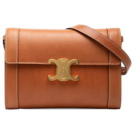 Céline Celine Borsa a Tracolla Triomphe in Pelle di Vitello Marrone Marrone