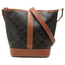 Céline Celine Brown Small Triomphe Coated Canvas Bucket Bag Brown Dark brown