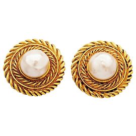 Boucles d'oreilles cercle plaquées or Chanel Doré