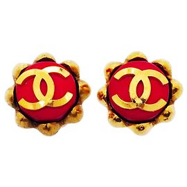 Brincos de pressão Chanel Dourado e Vermelho Vermelho Dourado