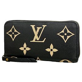 Louis Vuitton Monogram Empreinte Bicolor Zippy Wallet Black Beige