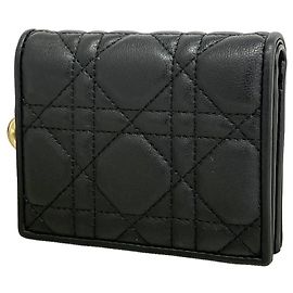 Christian Dior Cannage Leather Wallet Black