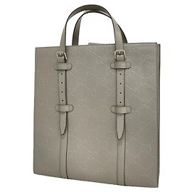 Gucci Gray Leather Tote Bag Brown
