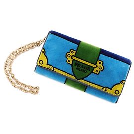 Prada Velour Chain/Shoulder Wallet Blue Multiple colors