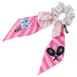 Scrunchie Chanel Grigio e Rosa Marrone Rosa