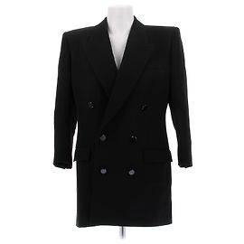 Saint Laurent Black Wool Long Blazer Black