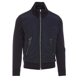 Tom Ford Light Nylon Front Merino Zip Jacket Blue