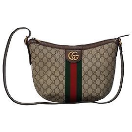 Gucci Bolsa de Ombro Ophidia Medium Marrom