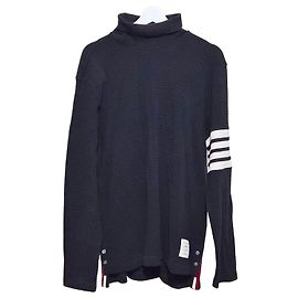 Thom Browne Rollkragenpullover in Waffelstrick Blau