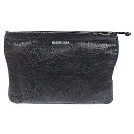 Balenciaga Black Lambskin Explorer Clutch Black