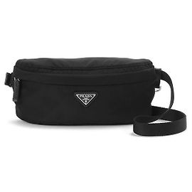 Prada Triangle Logo Nylon Plaque Belt Bag Black Black
