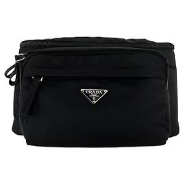 Prada Triangle Logo Nylon Belt Bag Black Black