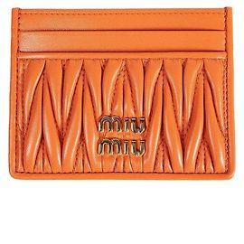 Miu Miu Matelassé Card Holder Wallet Orange AFPP Orange