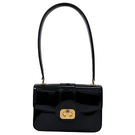 Céline Borsa a tracolla Josephine in pelle di vitello verniciata Thin Black Nero