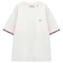 Burberry Check Trim Baumwoll-T-Shirt Weiß