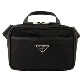 Prada Re-Nylon Saffiano Leather Shoulder Bag Black