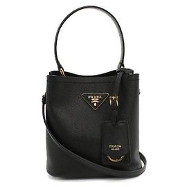 Prada Mini Sac Panier en Cuir Saffiano Noir