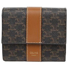 Céline Women’s Triomphe Small Wallet in Tan Brown