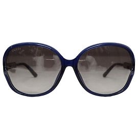 Gucci Blue Silver Interlocking Frame Sunglasses Blue