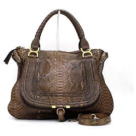 Chloé Dark Brown Marcie Large Python Tote Bag and Shoulder Bag Brown