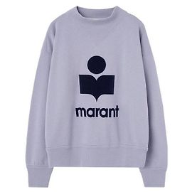 Isabel Marant MOBY Samt-Sweatshirt mit Logo Dark Navy Blau