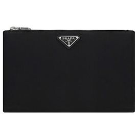 Prada Pochette en nylon avec logo triangle Noir Noir