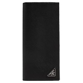 Prada Carteira longa em couro Saffiano com logótipo triangular Preta QHH Preto
