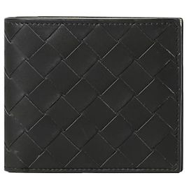 Bottega Veneta Intrecciato Bi-Fold Wallet Black Black