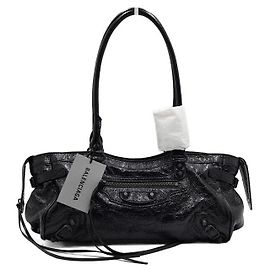 Balenciaga Sac cabas Eastwest en cuir texturé avec fermeture éclair Noir