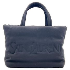 Borsa Tote Puffer Larga in Cotone Nero Yves Saint Laurent Nero