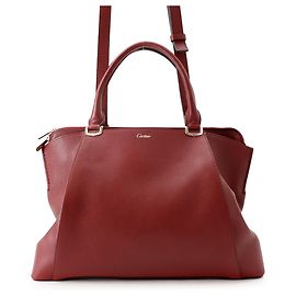 Cartier C de Calfskin Handbag Dark red