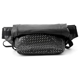Bottega Veneta Black Leather and Canvas Sling Bag Black