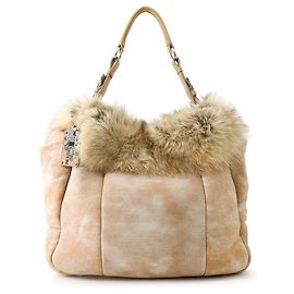 Prada Beige Fur Tote Bag Beige