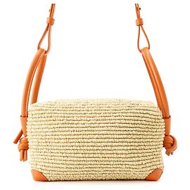 Bolsa Bottega Veneta Loop em couro e ráfia Marrom
