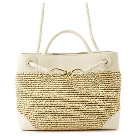 Sac à main Andiamo Small en raphia Bottega Veneta Blanc