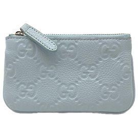 GUCCI GG Emblem Key Pouch Blue