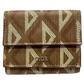 Christian Dior CD Diamond Compact Wallet 2ESBC110 Brown Cream