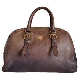 Prada Bolsa Bowling Ombre Glacé Marrom