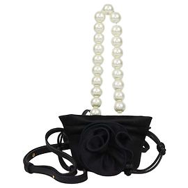 Bolsa de noite Magda Butrym em cetim preto com micro pérolas Preto