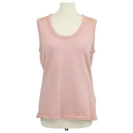M Missoni Metallic Peach Jersey Scoop Neck Top Peach