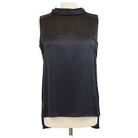 Chanel Black Silk Sleeveless Tunic Top Black
